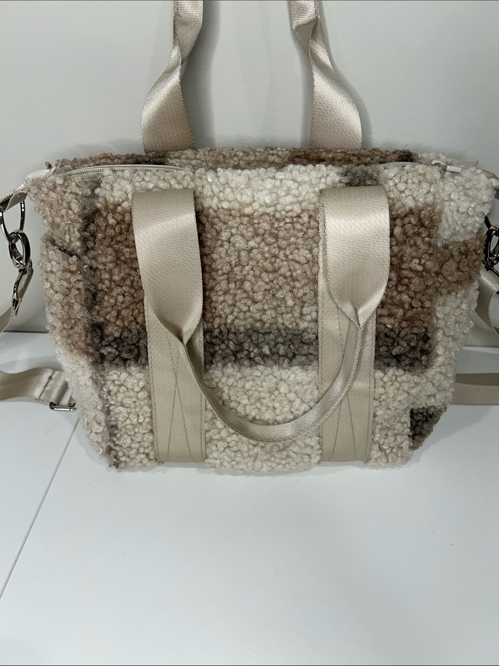 MYTAGALONGS Hazel Plaid Sherpa Mini Commuter Bag